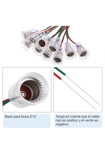 245-534 Portafoco de Rosca con Alambres, Base para Focos E10