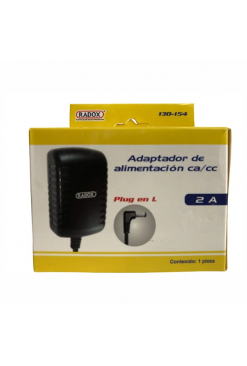 130-154 Adaptador Eliminador de Poder 9V 2A, Conector en Angulo, 100-240V