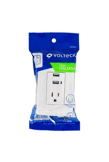 COUSB-IB Placa Contacto Aterrizado y 2 Puertos USB, Blanco 48313