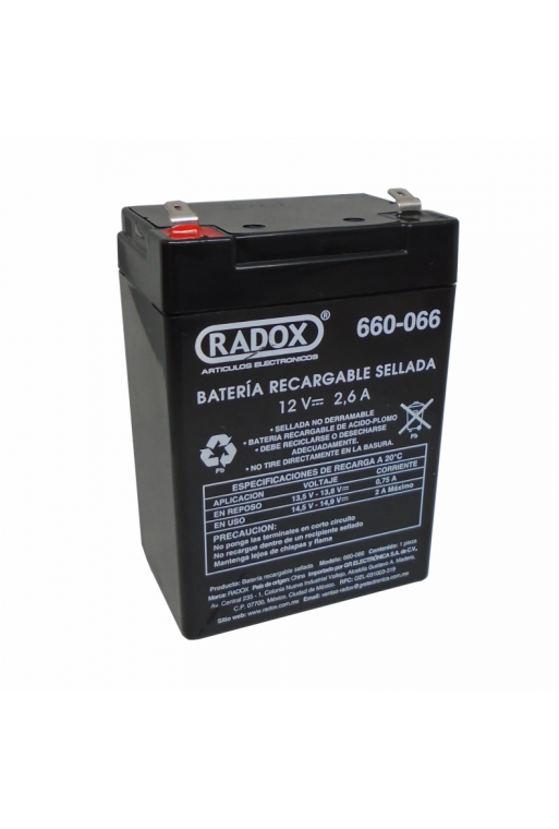 660-066 Bateria Recargable Sellada de Acido Plomo 12V 2.6A