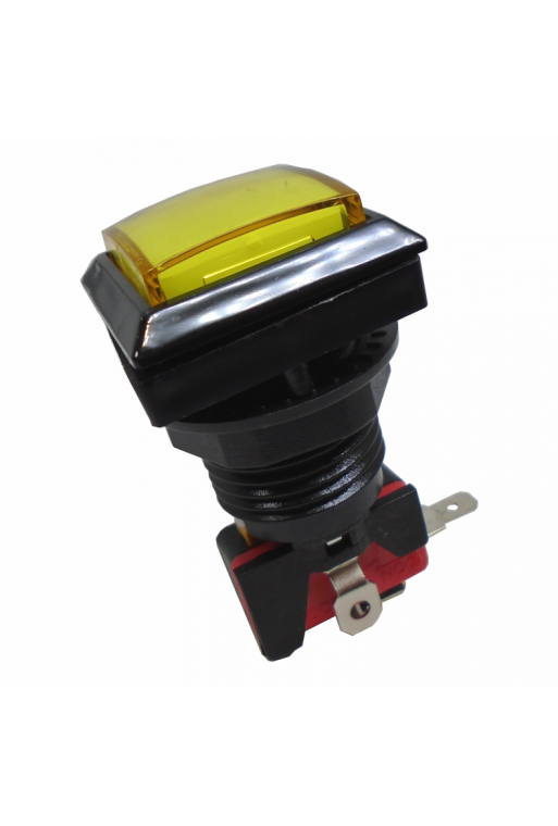 835-118 Boton Cuadrado para Maquinita Color Amarillo Con Microswitch y Piloto 3A 250V