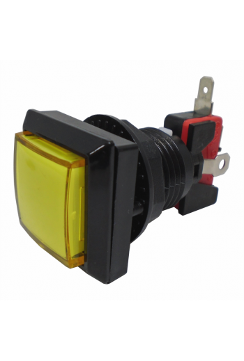 835-118 Boton Cuadrado para Maquinita Color Amarillo Con Microswitch y Piloto 3A 250V