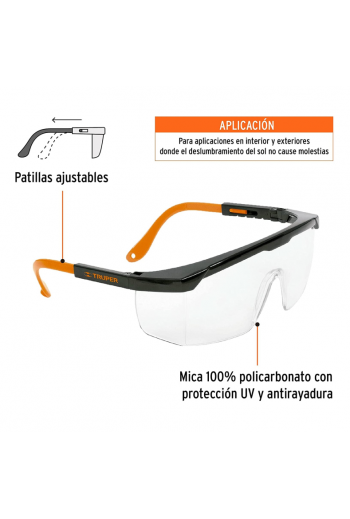 LEN-2000 Lentes de Seguridad Ajustables con Mica Transparente Classic 14284
