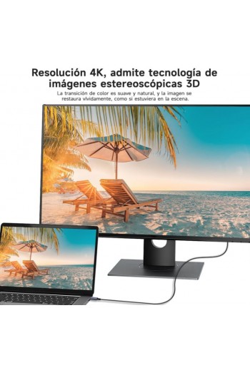 081-730 Cable USB tipo C a HDMI 4K, Alta Velocidad, Thunderbolt 3, 1.8M