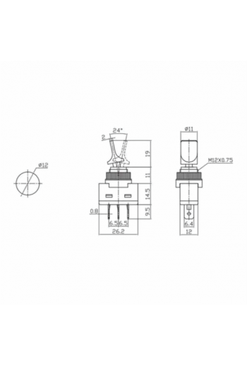 835-267 Interruptor Switch ON-OFF, de Palanca, Con Piloto Azul, 20A 12V