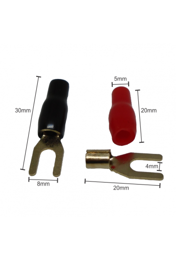 520-904 Kit de Terminales con Aislante Tipo U, Para Cables Calibre 12AWG 4 piezas. Color Negro y Rojo