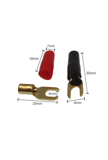 520-906 Kit de Terminales con Aislante Tipo U, Para Cables Calibre 10AWG 4 piezas. Color Negro y Rojo