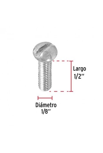 870-1000 Tornillo 1/8" x 1/2" para Disipador y Proyectos en General, Milimétrico