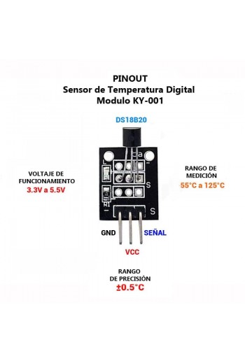 XS-23 Sensor de Temperatura Digital Módulo KY-001 DS18B20