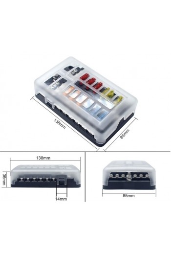 255-965 Portafusibles Panel Caja Automotriz para 12 Servicios Tipo ATC, Incluye 24 Fusibles