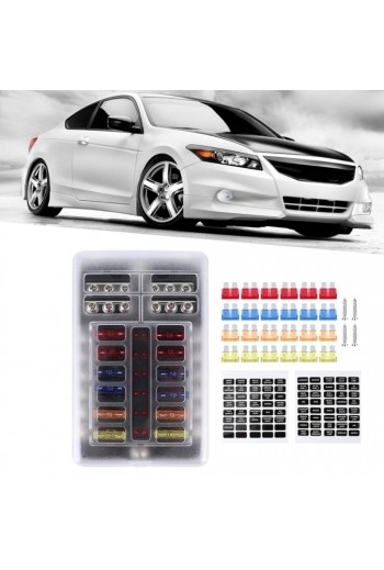 255-965 Portafusibles Panel Caja Automotriz para 12 Servicios Tipo ATC, Incluye 24 Fusibles