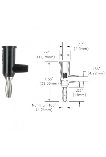 705-1122 Conector Plug Banana Macho 4mm, Color Negro, Apilable  1825-0