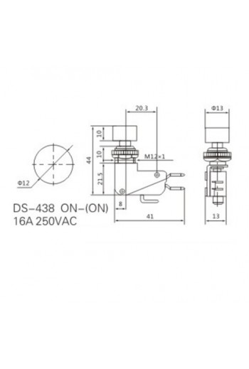 835-394 Micro Interruptor Metálico Uso Rudo Tipo Push 1P 2T 16(5)A 250V 16A 125V DS438