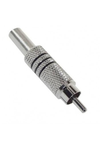 705-830 Plug RCA Metálico Franja Color Negro con Resorte