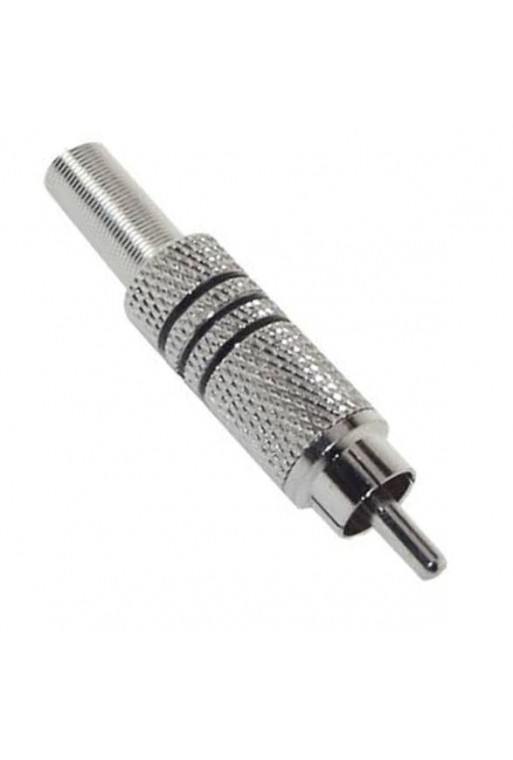 705-830 Plug RCA Metálico Franja Color Negro con Resorte