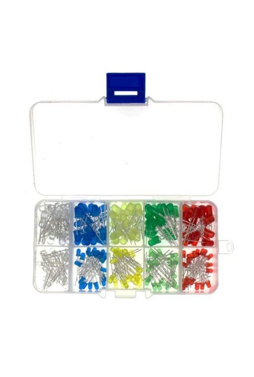 XS-471 Kit de 200 Diodos LED de 5mm y 3mm Difusos con Organizador