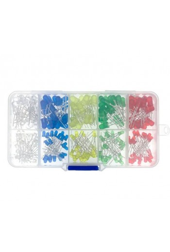 XS-471 Kit de 200 Diodos LED de 5mm y 3mm Difusos con Organizador