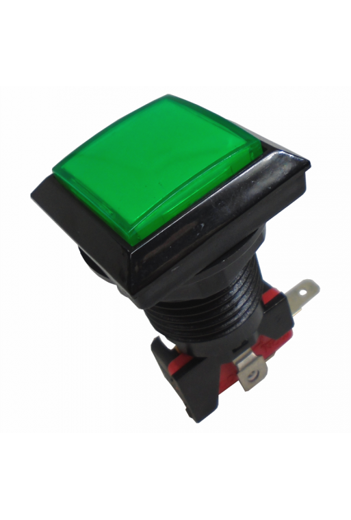 835-121 Boton Cuadrado para Maquinita Color Verde Con Microswitch y Piloto 3A 250V