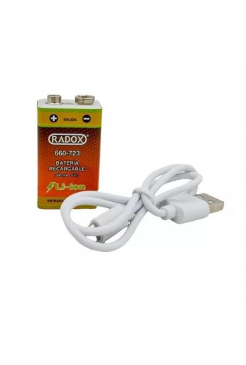 660-723 Batería Recargable USB Li-Ion tipo 9V (cuadrada)