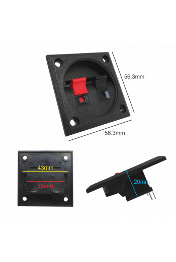 705-290 Borne para Bafle, Cuadrado, Conector Tipo Push, 55x55mm, Para Atornillar