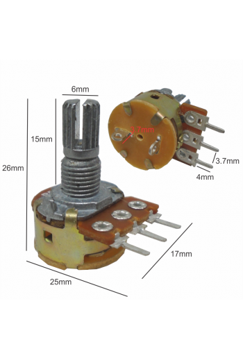 POT50K-SW3 Potenciometro de Carbon 50K Estriado con Switch, 3 Terminales + 2