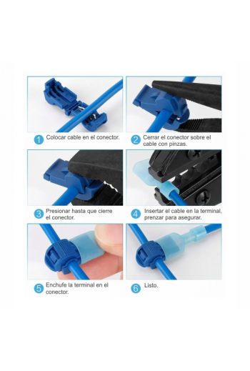 520-556 Conector Derivador Grapa T-TAP para Terminal Faston, Cal 16-22, Color Azul