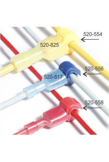 520-556 Conector Derivador Grapa T-TAP para Terminal Faston, Cal 16-22, Color Azul