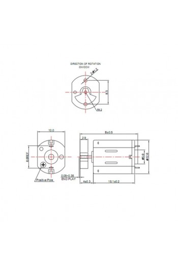 510-540 Motor de Corriente Directa Vibrador Izquierdo Derecho CCW CW 3 a 5V 5500RPM