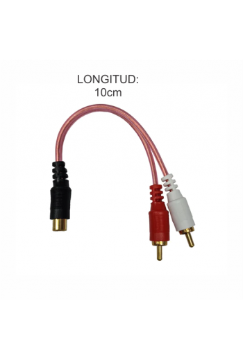 080-190 Cable Divisor 2 Plug Macho RCA a 1 Plug Hembra RCA 10cm