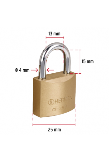CH-25P Candado de Hierro Color Latón 25 mm, Corto