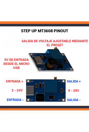 XS-240 MT3608 Regulador Boost Step Up 2A con Entrada Micro USB