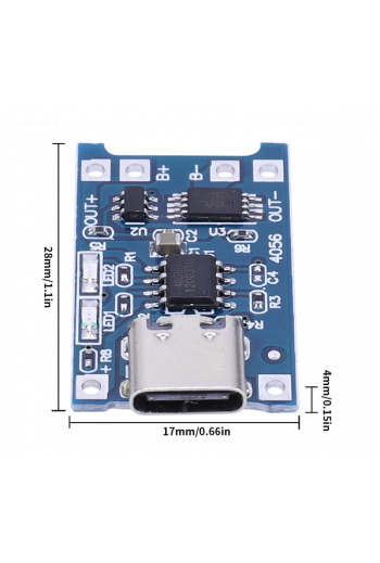 XS-135 Cargador de Baterías de Litio Li-Ion Li-Po, USB Tipo C, TP4056 3.7 V 1A 