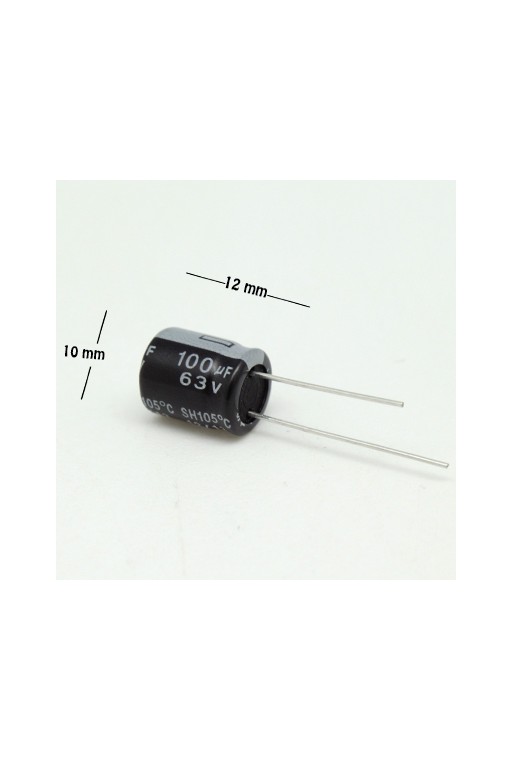 CE-100-63V Capacitor Electrolítico  100uF 63V 105C