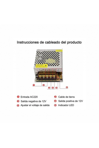 S-60-12 Fuente de Poder Conmutada 12V 5A 60W, Entrada 110-220VAC