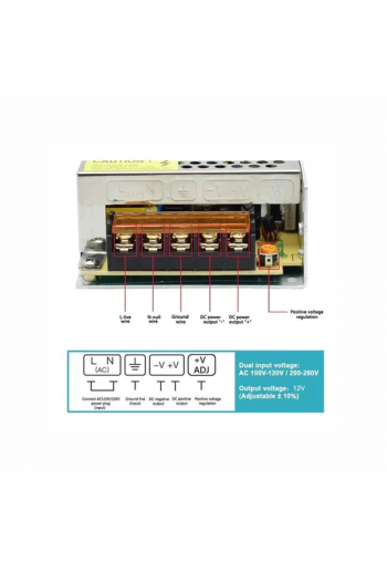 S-60-12 Fuente de Poder Conmutada 12V 5A 60W, Entrada 110-220VAC