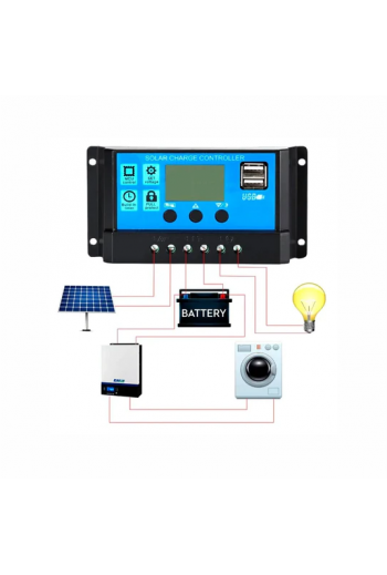 XS-439 Controlador de Carga Solar 30A 12V 24V, Con USB y LCD YJSS-30A