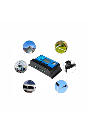 XS-439 Controlador de Carga Solar 30A 12V 24V, Con USB y LCD YJSS-30A
