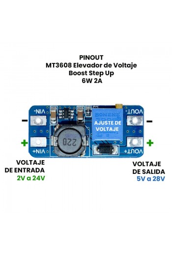 XS-179 Elevador de Voltaje Ajustable Step Up BOOST MT3608 2-24V 2A 6W