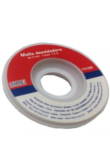 110-500 Malla Desoldadora de Cobre de 2 mm de ancho por 1.5 m de Longitud