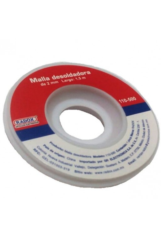 110-500 Malla Desoldadora de Cobre de 2 mm de ancho por 1.5 m de Longitud