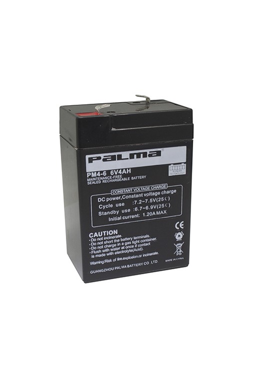 PM4-6 Bateria Recargable Sellada de Acido Plomo 6V 4Ah