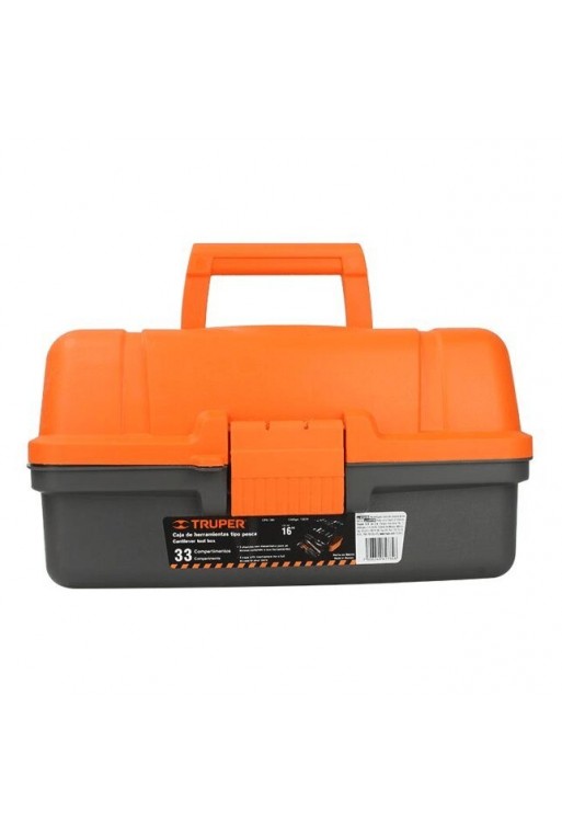 CPE-16N Caja para Pesca Organizador de 16" Color Gris con Tapa Naranja 10539