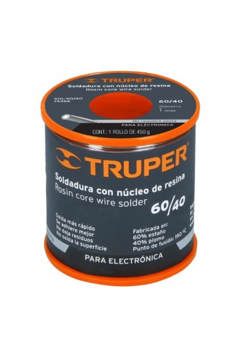 SOL-60-40 Rollo de Soldadura Diámetro 1.00mm 450gr Estaño Plomo 60/40 14366 SOL-60/40