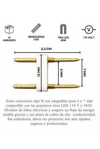 245-932 Conector Pin H para Tira Manguera LED 6mm x 21.8mm