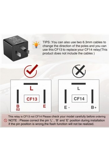 CF13-JL-02 Relevador para Intermitentes Flasher 12V 20A 3 Pines