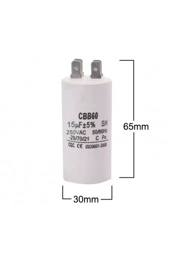 CTA-15-250V Capacitor de Arranque Trabajo 15uF 250V