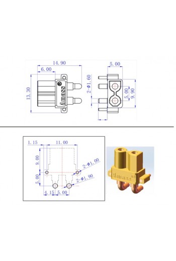705-1128 Kit de conectores para Batería LIPO XT30PW XT-30 PW Macho y Hembra