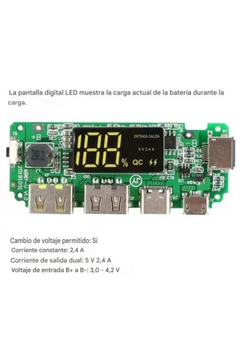 XS-605 Modulo  de Carga para Baterías de Litio con Pantalla, Lightning, Power Bank OKY3399-10B H961-U