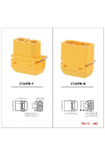 705-1130 Kit de conectores para Batería LIPO XT60PW XT-60 PW, Angulo, Macho y Hembra