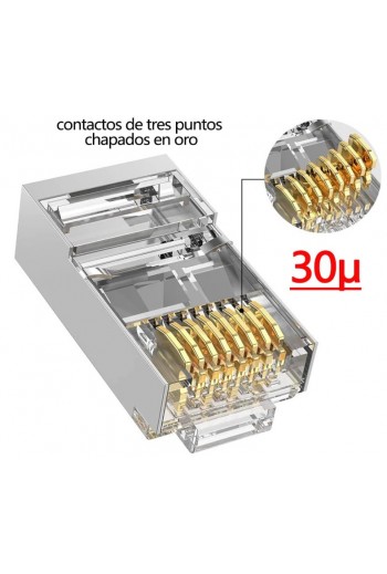 863-645 Plug RJ45 de 8 Hilos para Cable UTP Categoría CAT7, Blindado Metálico